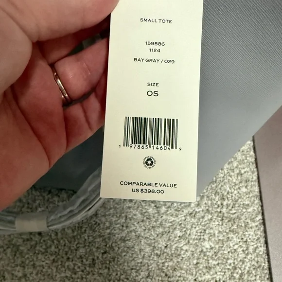 HP 3.28!! NWT Tory Burch Small Leather Tote with Crossbody Strap in Bay Gray - Picture 14 of 14